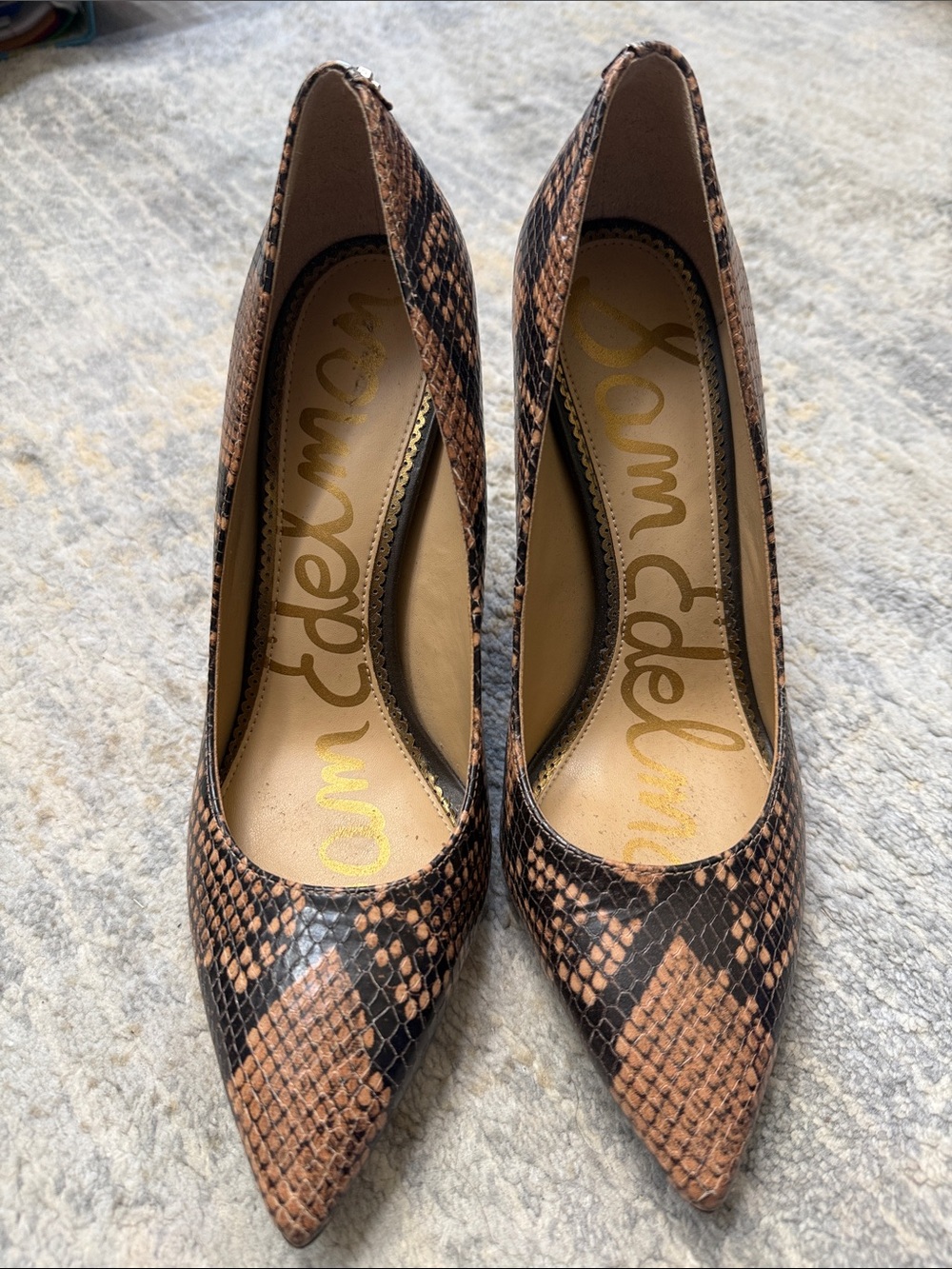 Sam Edelman Hazel Brown Snake-Print Pointed Toe Pumps 7